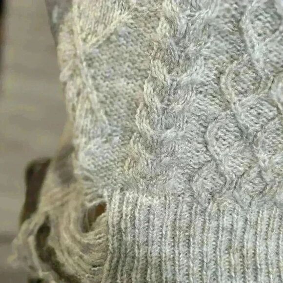 Forever21 Knit Distressed Turtleneck Womens Sweater Dress Sweater M Oatmeal 0017 - Picture 6 of 11